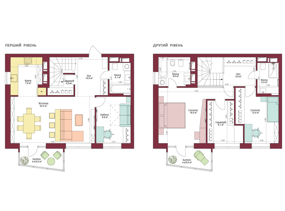 Планування багаторівневої квартири в ЖК Legenda 122.1 м², фото 173486 Планування багаторівневої квартири в ЖК Legenda 122.1 м², фото 173486