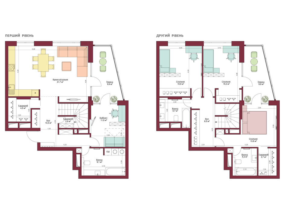 Планировка многоуровневой квартиры в ЖК Legenda 160.6 м², фото 173497 Планировка многоуровневой квартиры в ЖК Legenda 160.6 м², фото 173497