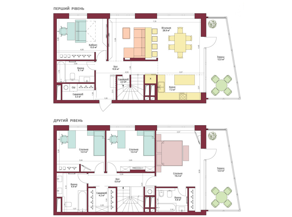 Планування багаторівневої квартири в ЖК Legenda 169.3 м², фото 173498 Планування багаторівневої квартири в ЖК Legenda 169.3 м², фото 173498