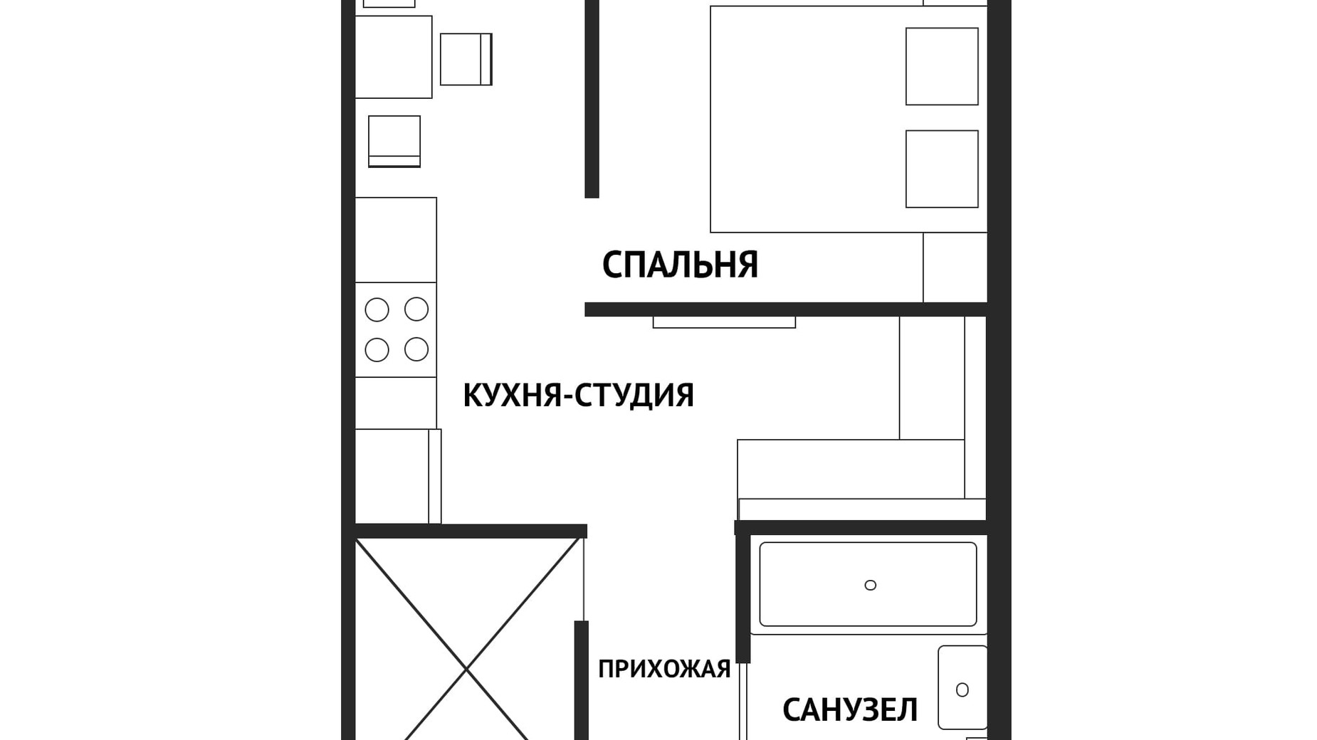 Планування 1-кімнатної квартири в ЖК Воробйовi гори family 33.5 м², фото 174831