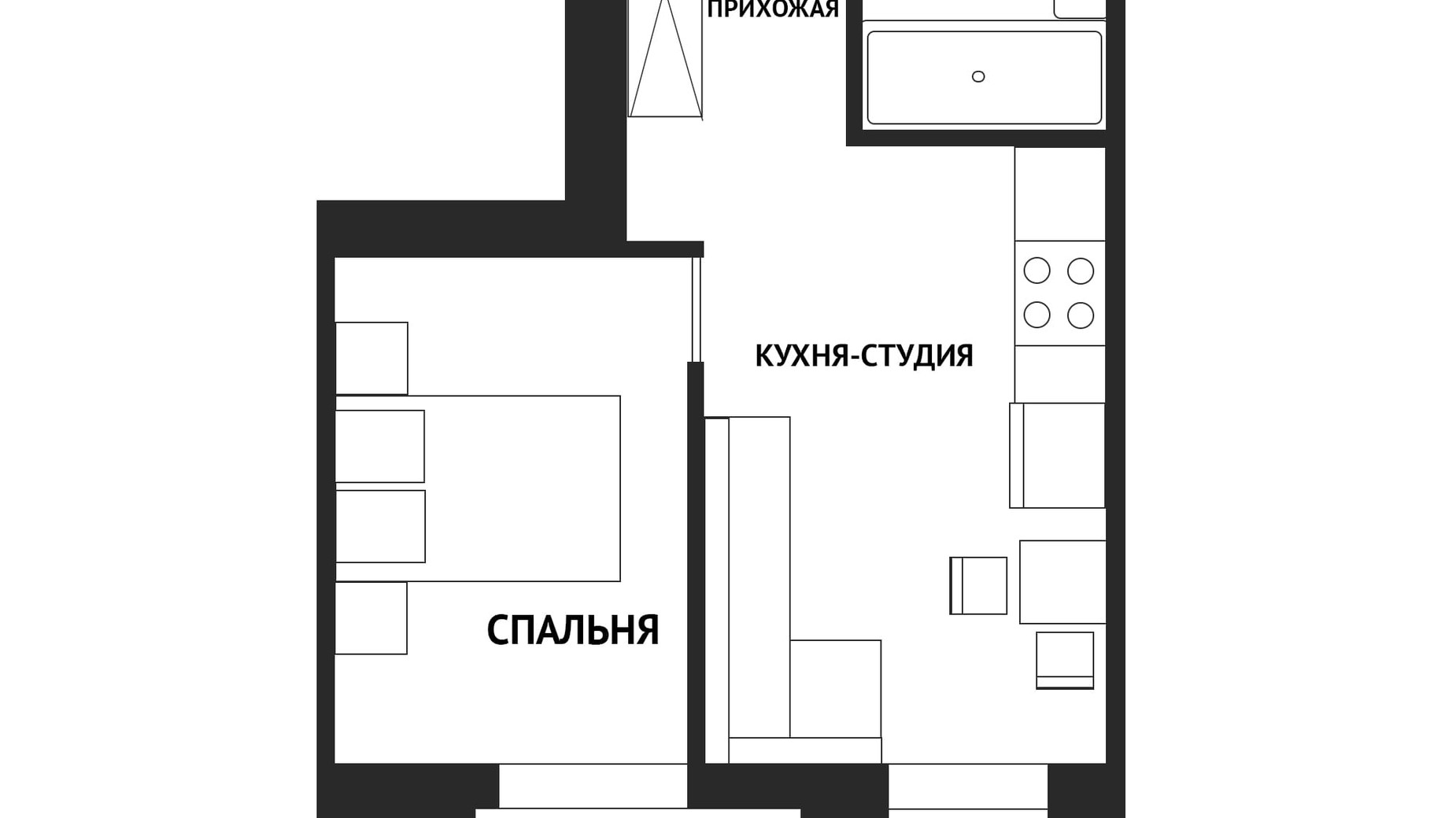 Планировка 1-комнатной квартиры в ЖК Воробьевы горы family 33.6 м², фото 174832