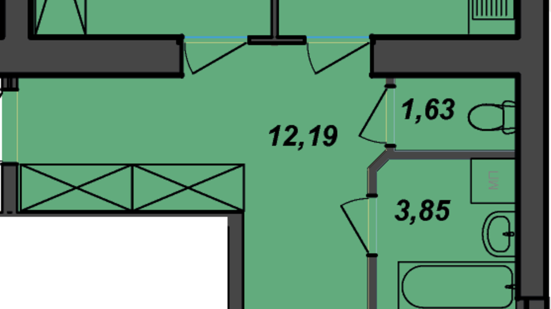 Планування 2-кімнатної квартири в ЖК Sportcity 77.56 м², фото 175653