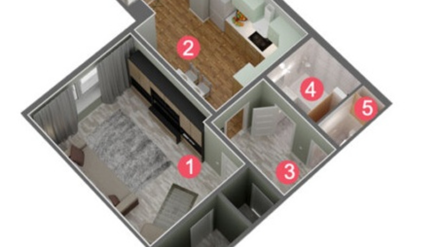 Планування 1-кімнатної квартири в ЖК Одеський квартал 46.67 м², фото 176725
