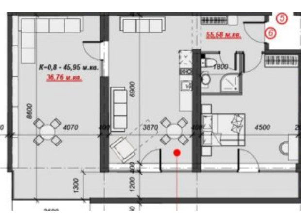 Апарт-комплекс Green Park Polyana: планировка 3-комнатной квартиры 92 м²