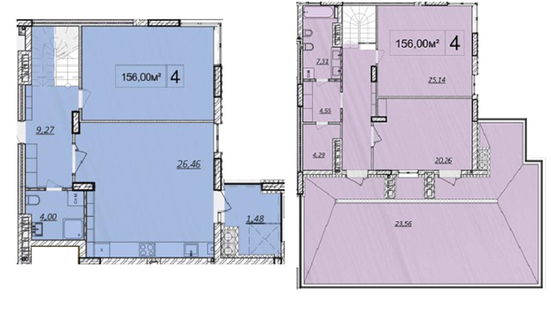 Планировка много­уровневой квартиры в ЖК Панорама 156 м², фото 177300