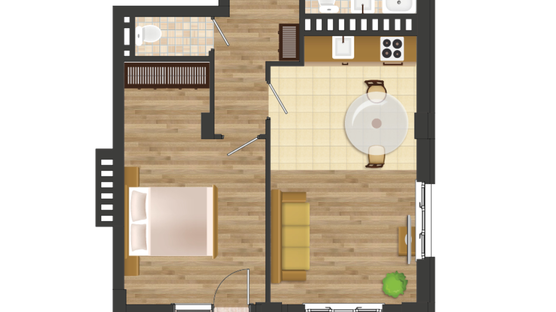 Планировка 1-комнатной квартиры в ЖК Золотая Эра 57.57 м², фото 177536