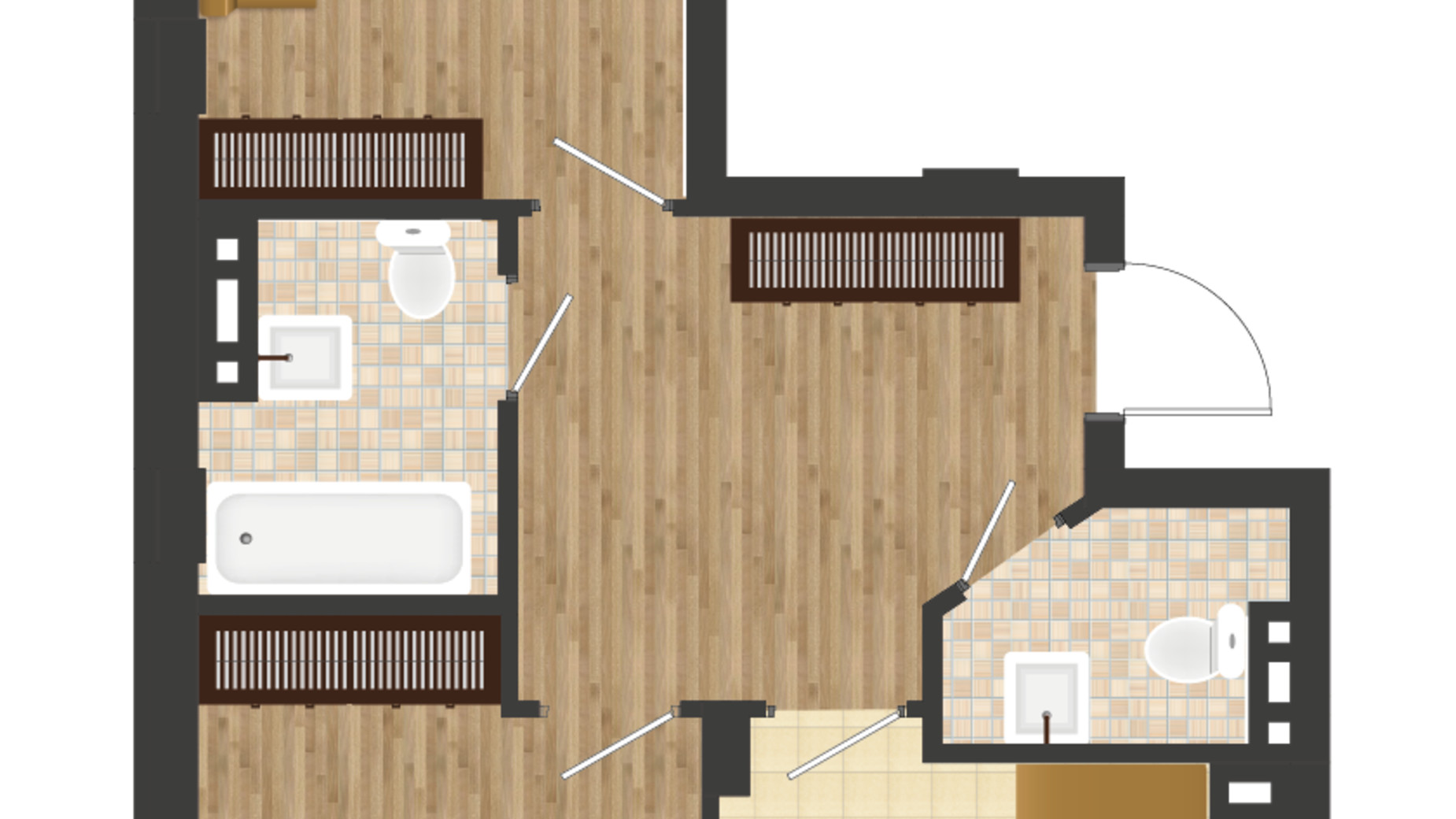 Планування 2-кімнатної квартири в ЖК Золота Ера 100.41 м², фото 177546