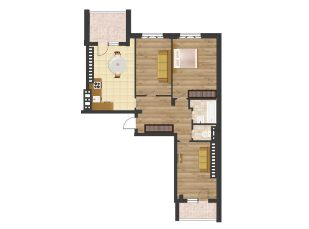 ЖК Золотая Эра: планировка 3-комнатной квартиры 99.56 м²
