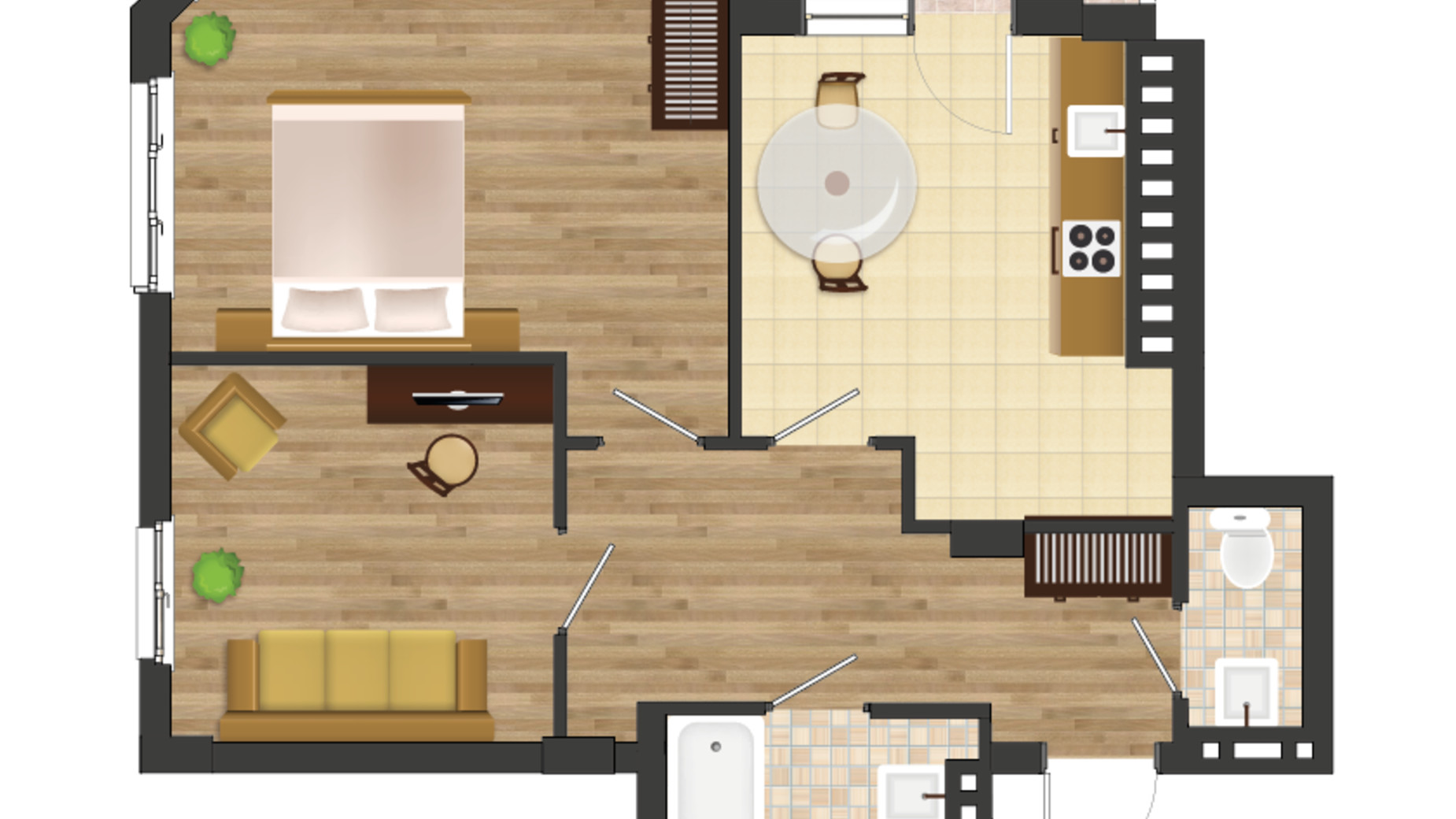 Планировка 2-комнатной квартиры в ЖК Золотая Эра 62.87 м², фото 177555