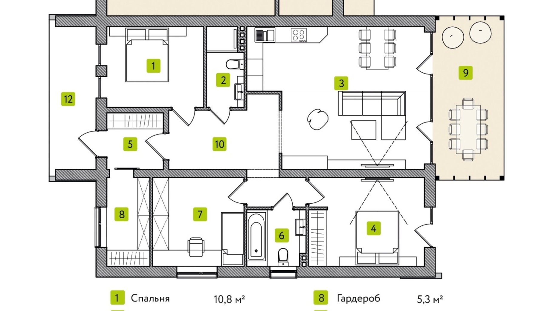 Планировка коттеджа в КГ Лесное Озеро 106 м², фото 177998