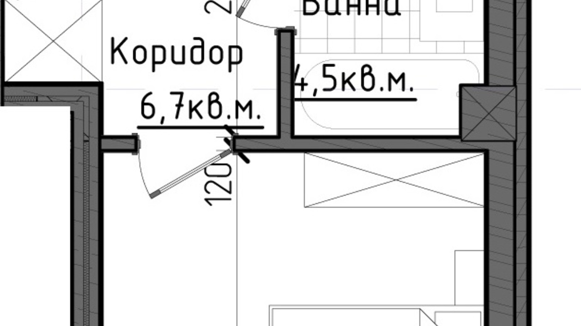 Планування 1-кімнатної квартири в ЖК Престижний 2 54.8 м², фото 178087
