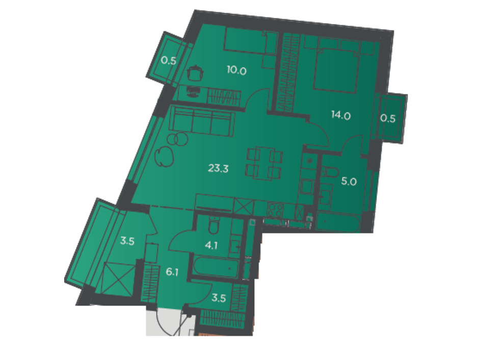 Планування 2-кімнатної квартири в Апарт-комплекс Pokrovsky Apart Complex 70 м², фото 178279 Планування 2-кімнатної квартири в Апарт-комплекс Pokrovsky Apart Complex 70 м², фото 178279