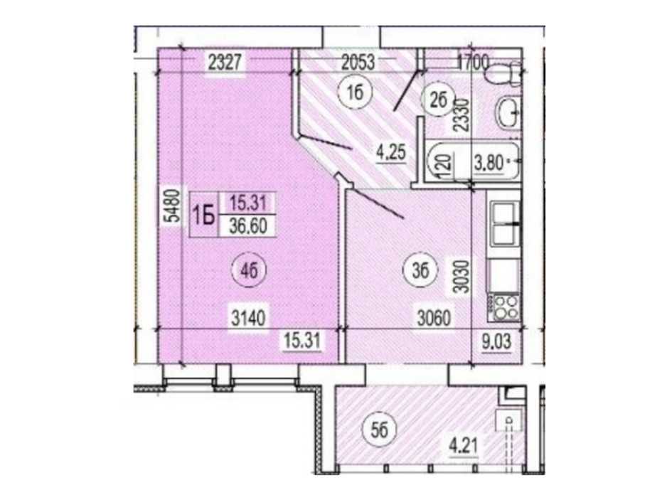 Планировка 1-комнатной квартиры в ЖК Семейный квартал 36.6 м², фото 178556 Планировка 1-комнатной квартиры в ЖК Семейный квартал 36.6 м², фото 178556