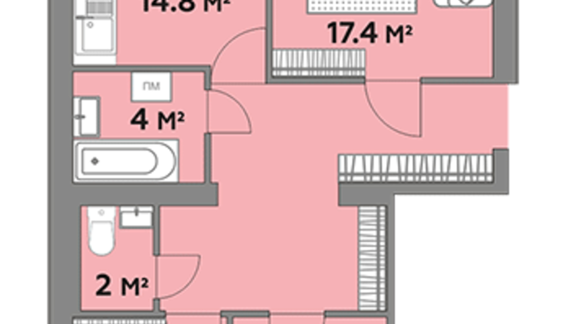 Планування 3-кімнатної квартири в ЖК Яровиця Life 84.4 м², фото 179252