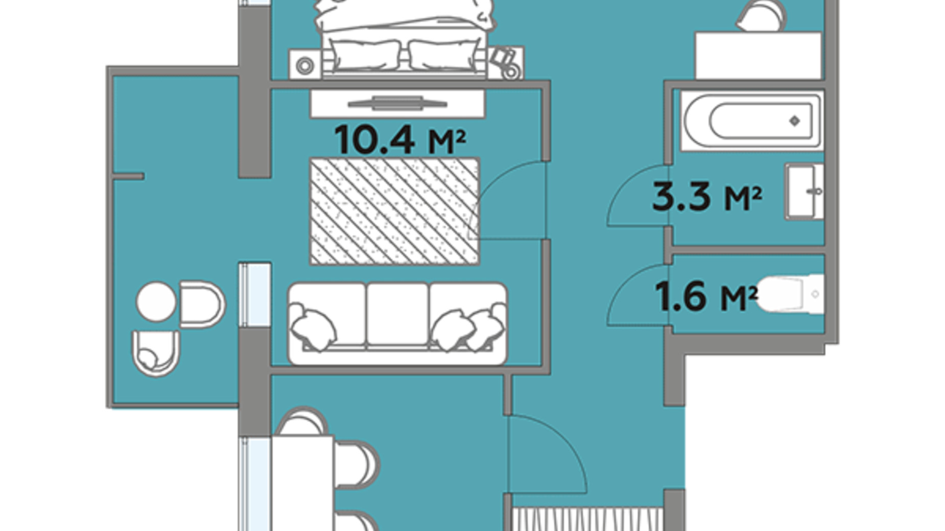 Планировка 2-комнатной квартиры в ЖК Яровиця Life 62.8 м², фото 179254