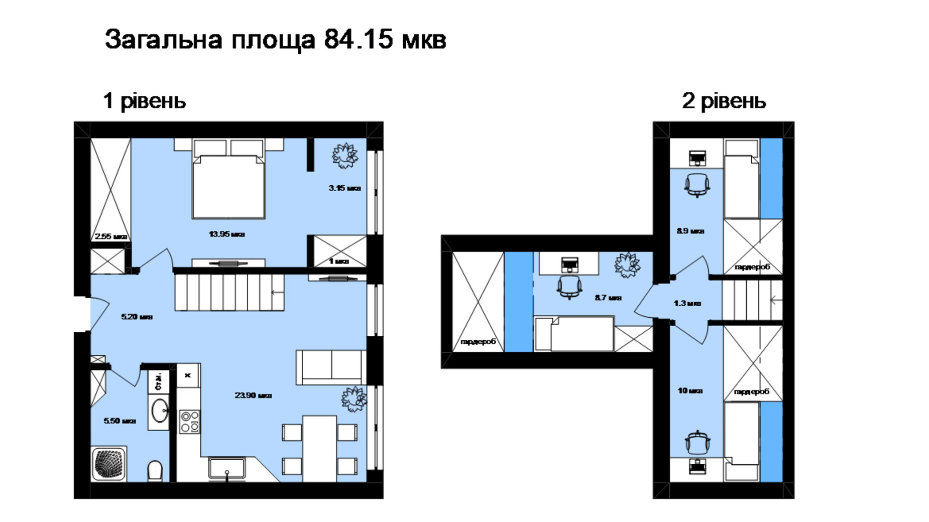 Планировка много­уровневой квартиры в ЖК Флоренция 84 м², фото 179373