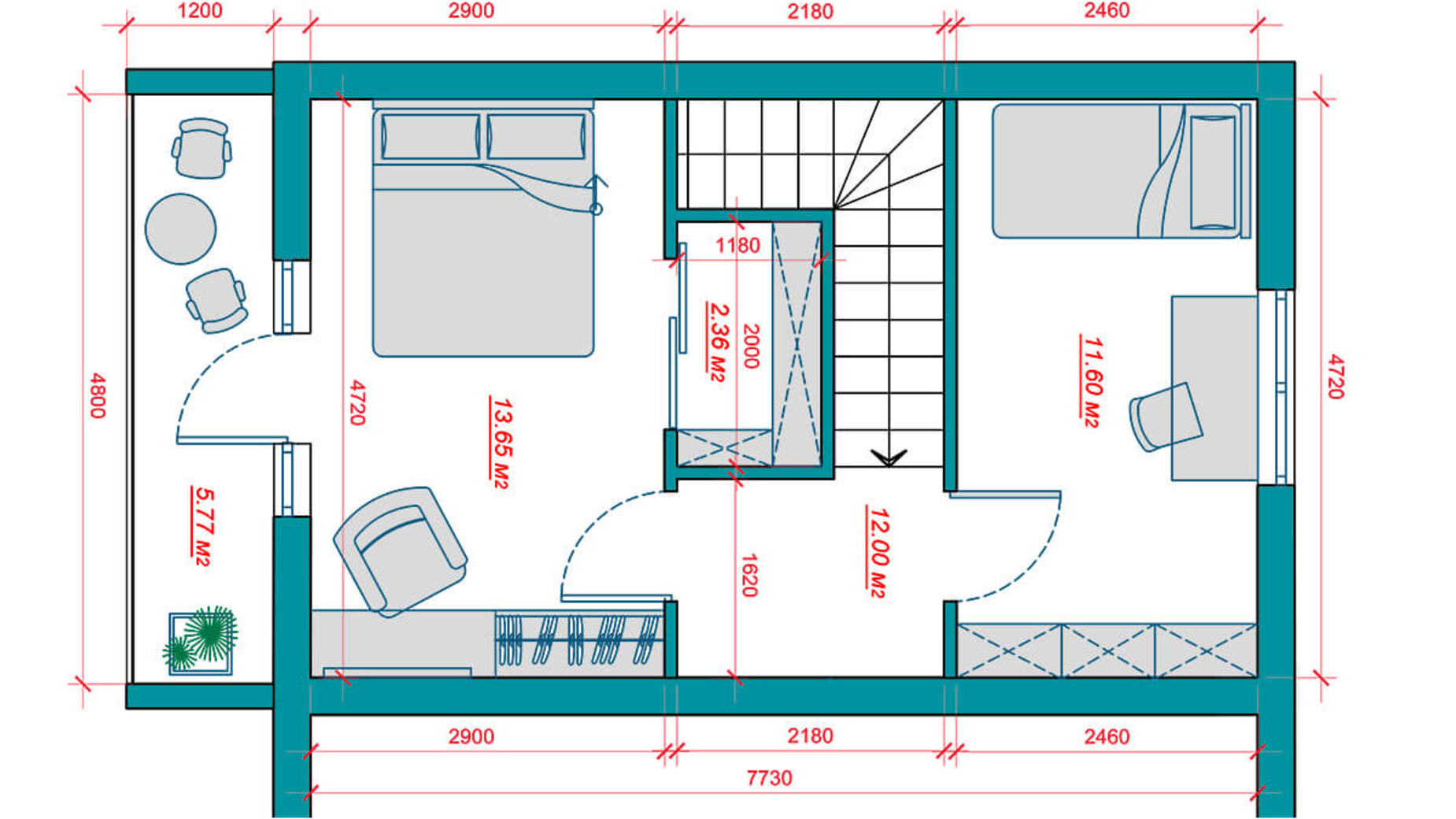 Планування 3-кімнатної квартири в Таунхаус Романтичний 75 м², фото 179744