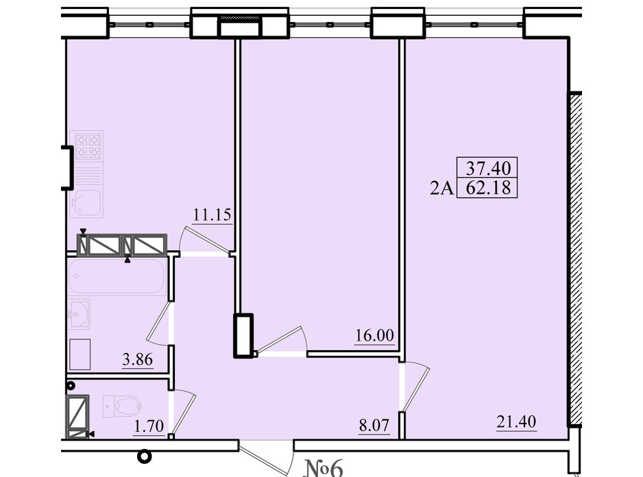 Планировка 2-комнатной квартиры в ЖК Морской 62.18 м², фото 179867 Планировка 2-комнатной квартиры в ЖК Морской 62.18 м², фото 179867