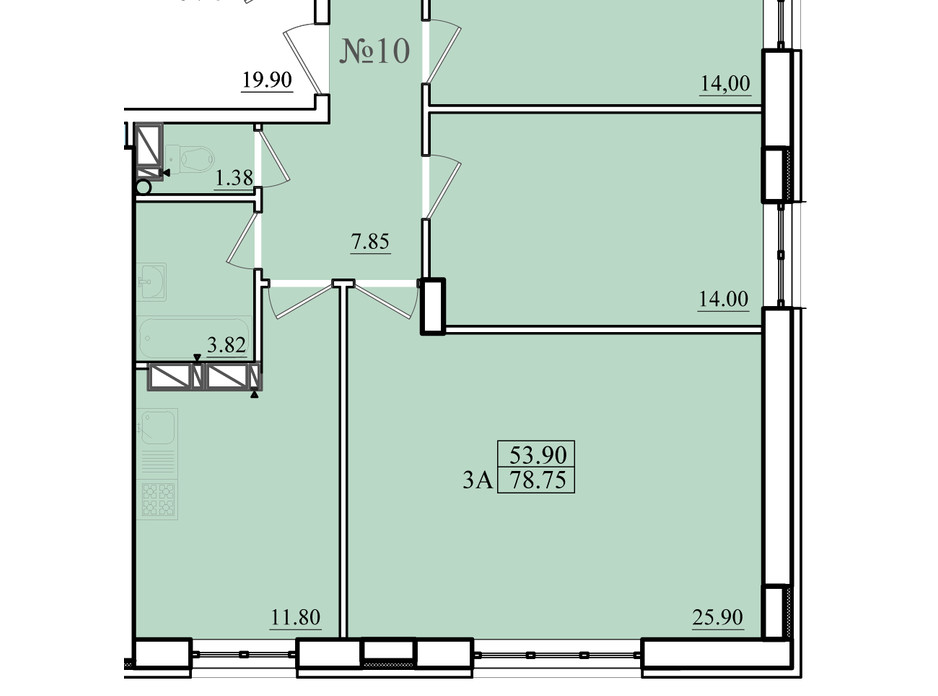 Планировка 3-комнатной квартиры в ЖК Морской 79 м², фото 179868 Планировка 3-комнатной квартиры в ЖК Морской 79 м², фото 179868
