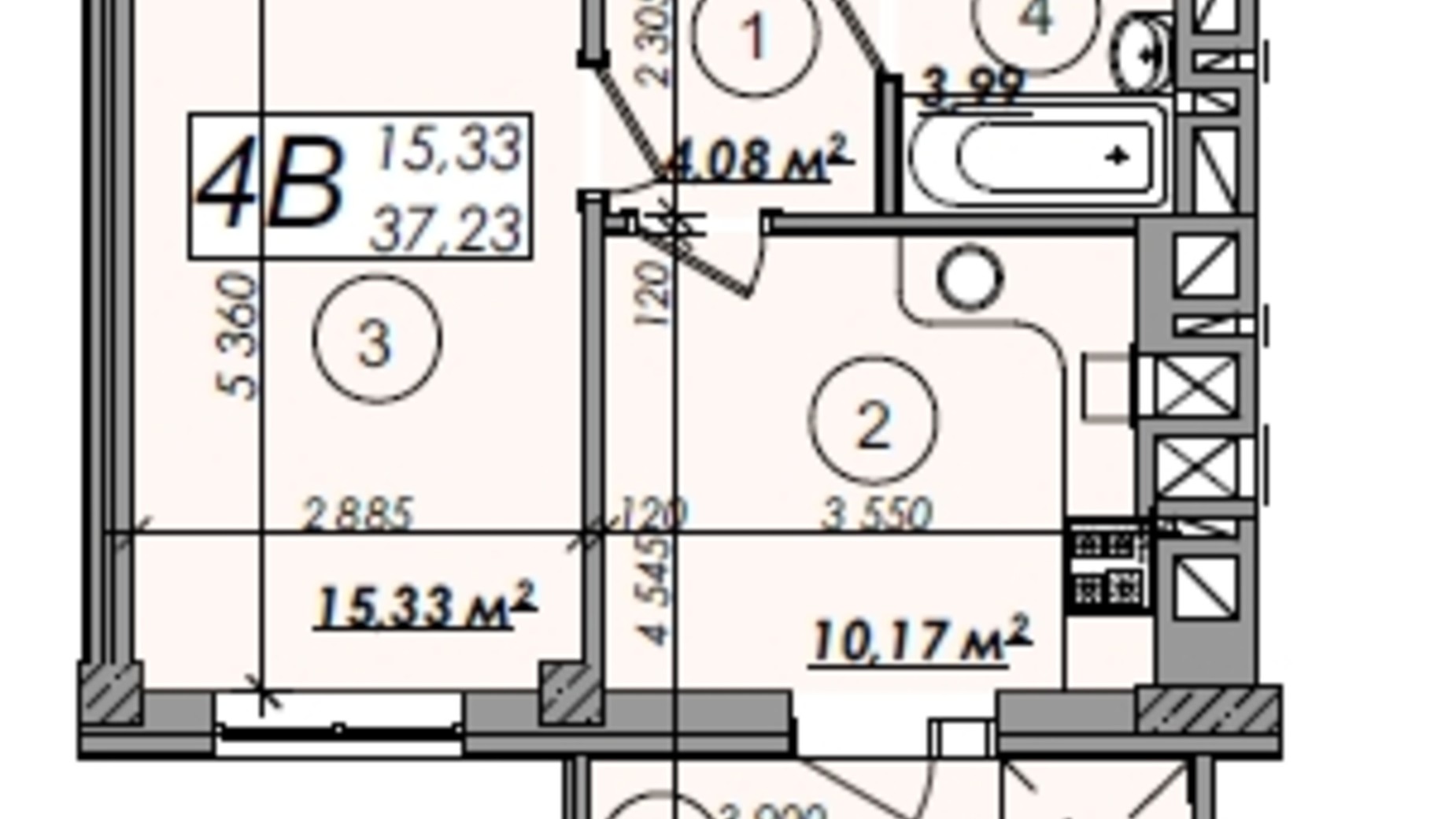 Планування 1-кімнатної квартири в ЖК Олімп 37.23 м², фото 180811