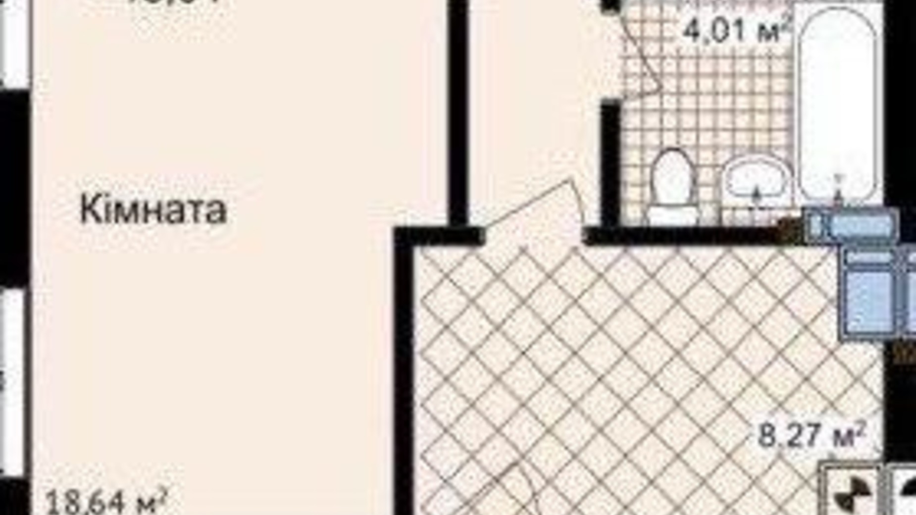 Планировка 1-комнатной квартиры в ЖК Зелені Пагорби 38.74 м², фото 182697