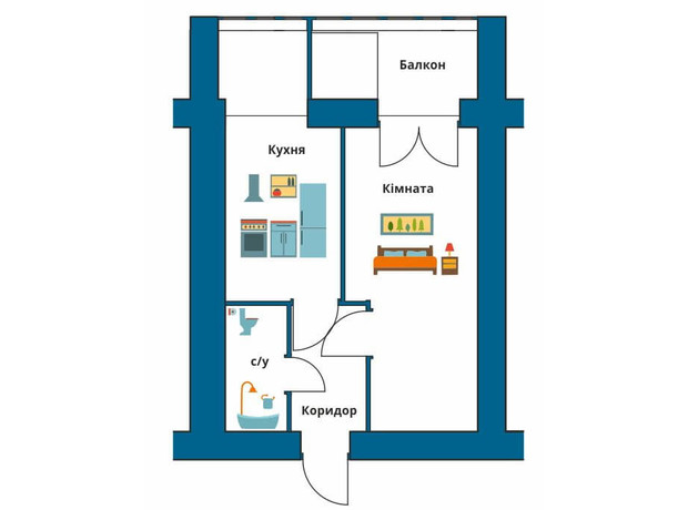 ЖК Новый Эдем: планировка 1-комнатной квартиры 37.5 м²