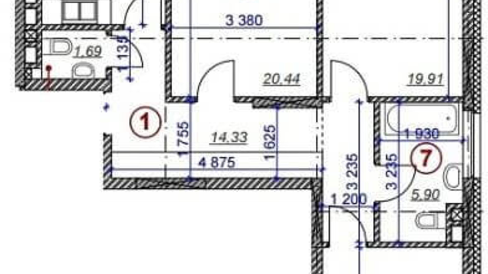 Планировка 3-комнатной квартиры в ЖК Ярославов Град 94.35 м², фото 183422