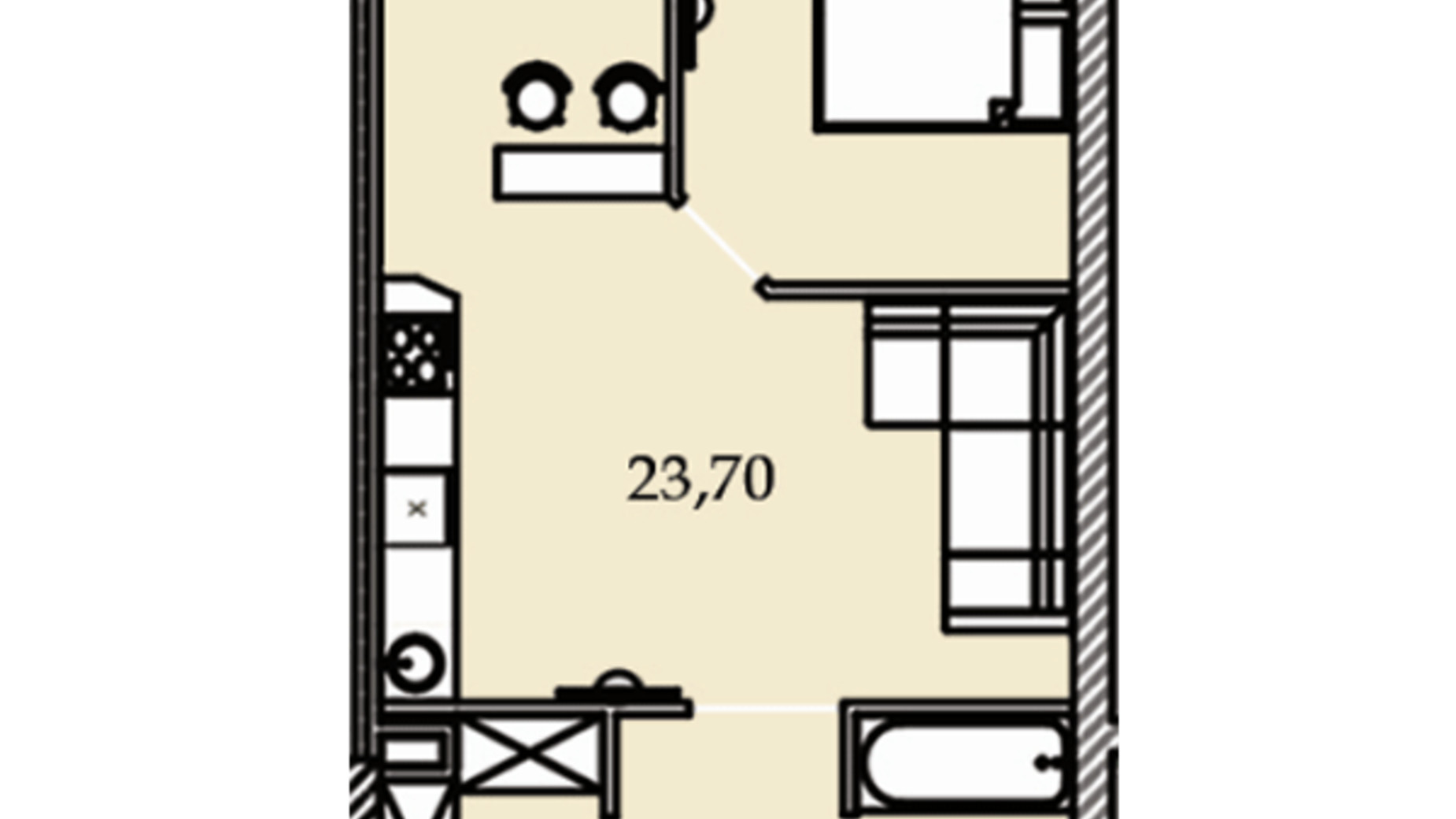 Планування 1-кімнатної квартири в ЖК Premier Tower 50.57 м², фото 184453