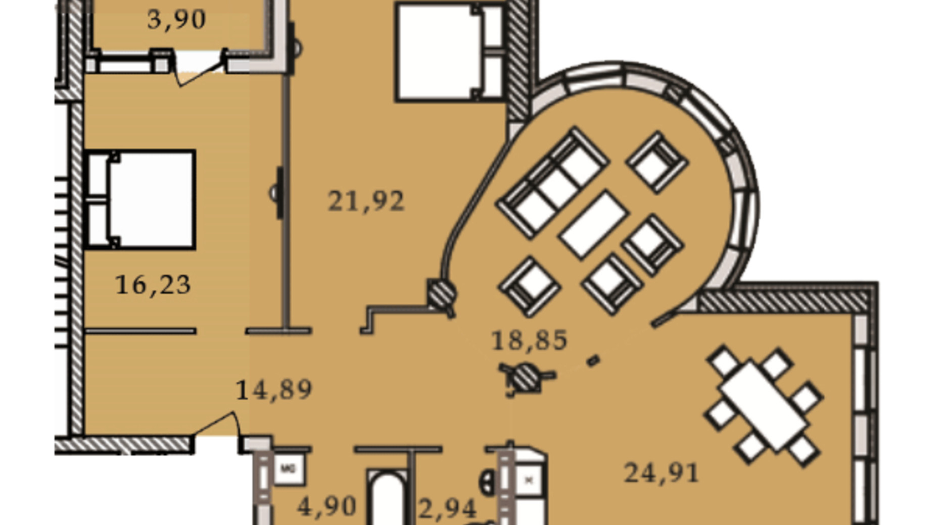 Планировка 3-комнатной квартиры в ЖК Premier Tower 108.62 м², фото 184454