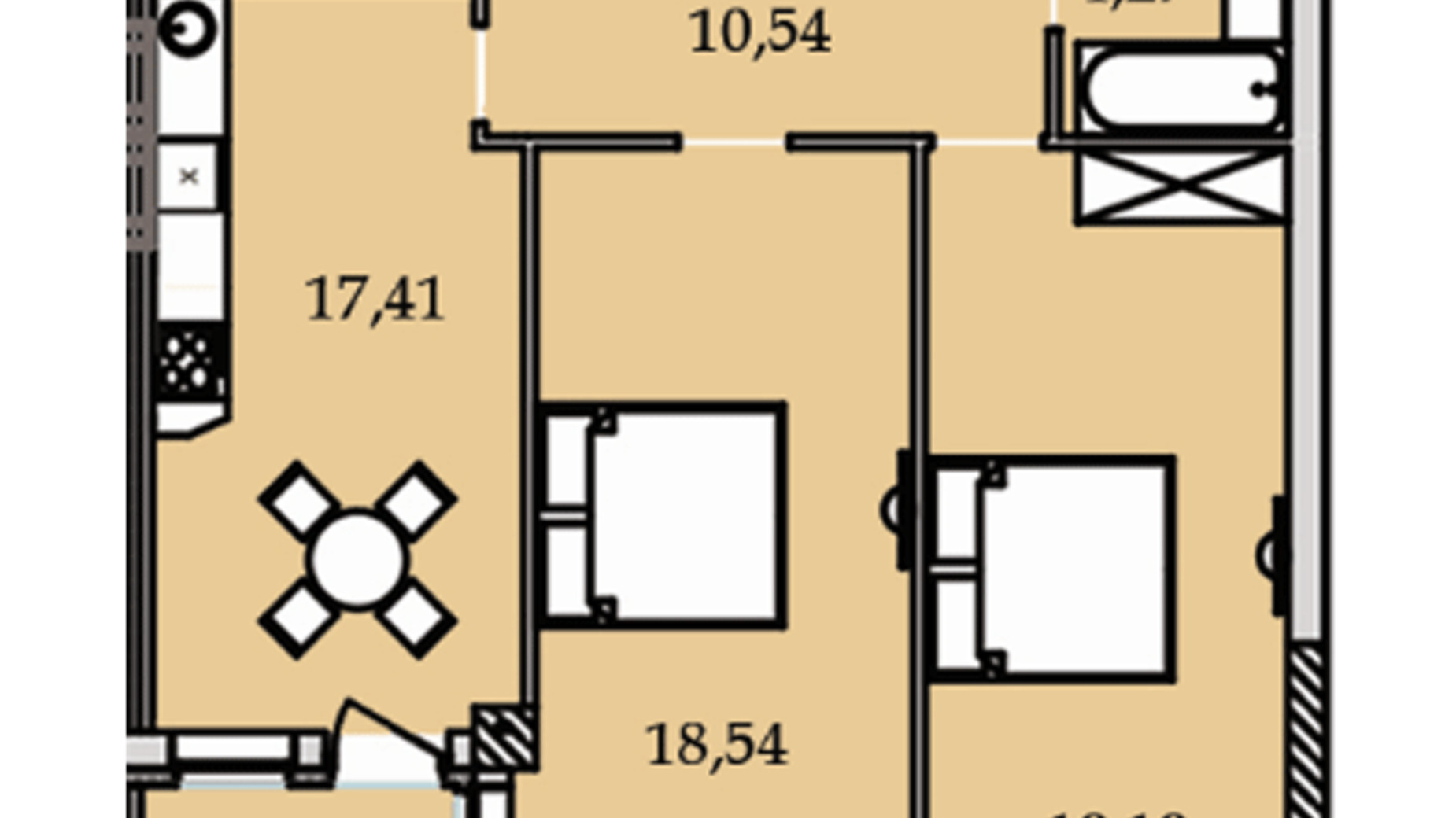 Планування 2-кімнатної квартири в ЖК Premier Tower 75.65 м², фото 184456