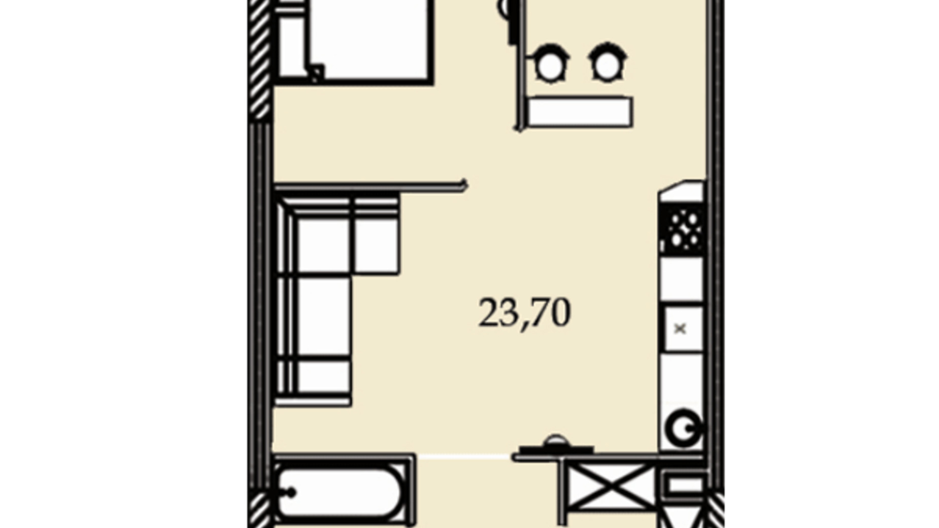 Планировка 1-комнатной квартиры в ЖК Premier Tower 50.57 м², фото 184458