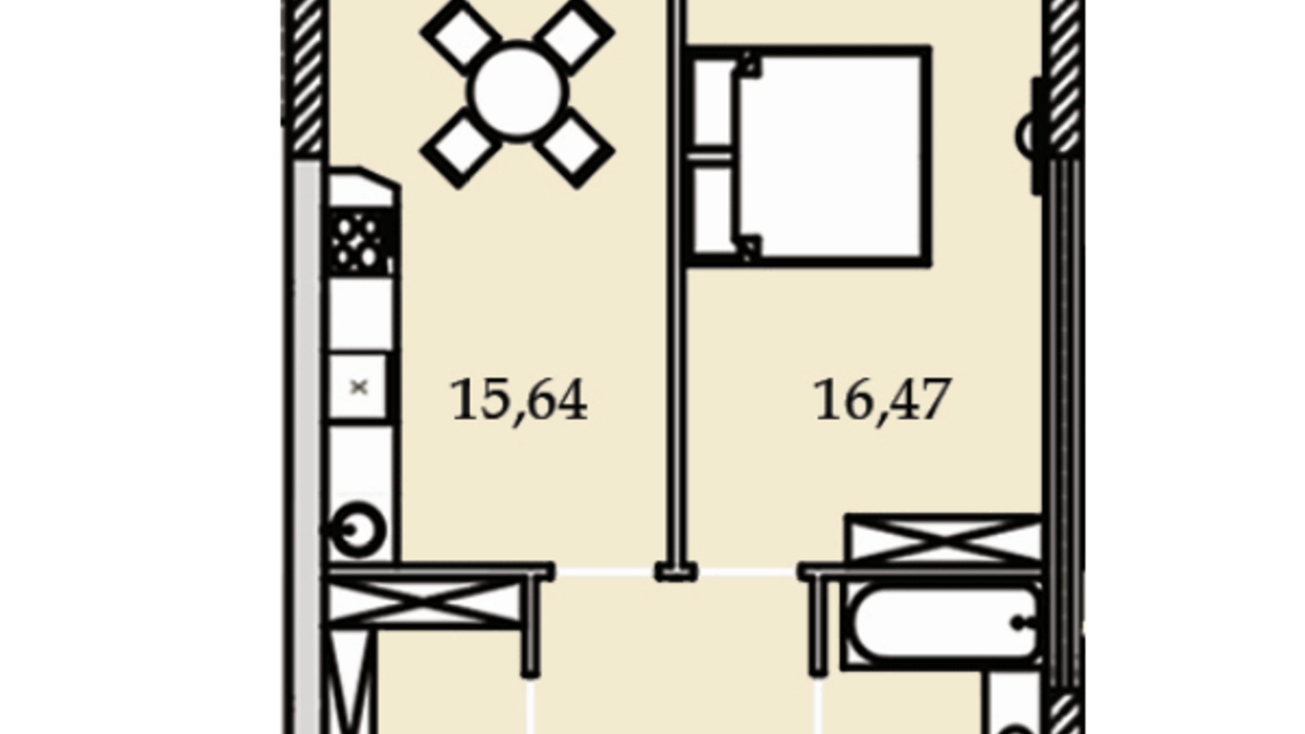 Планування 1-кімнатної квартири в ЖК Premier Tower 56.31 м², фото 184462