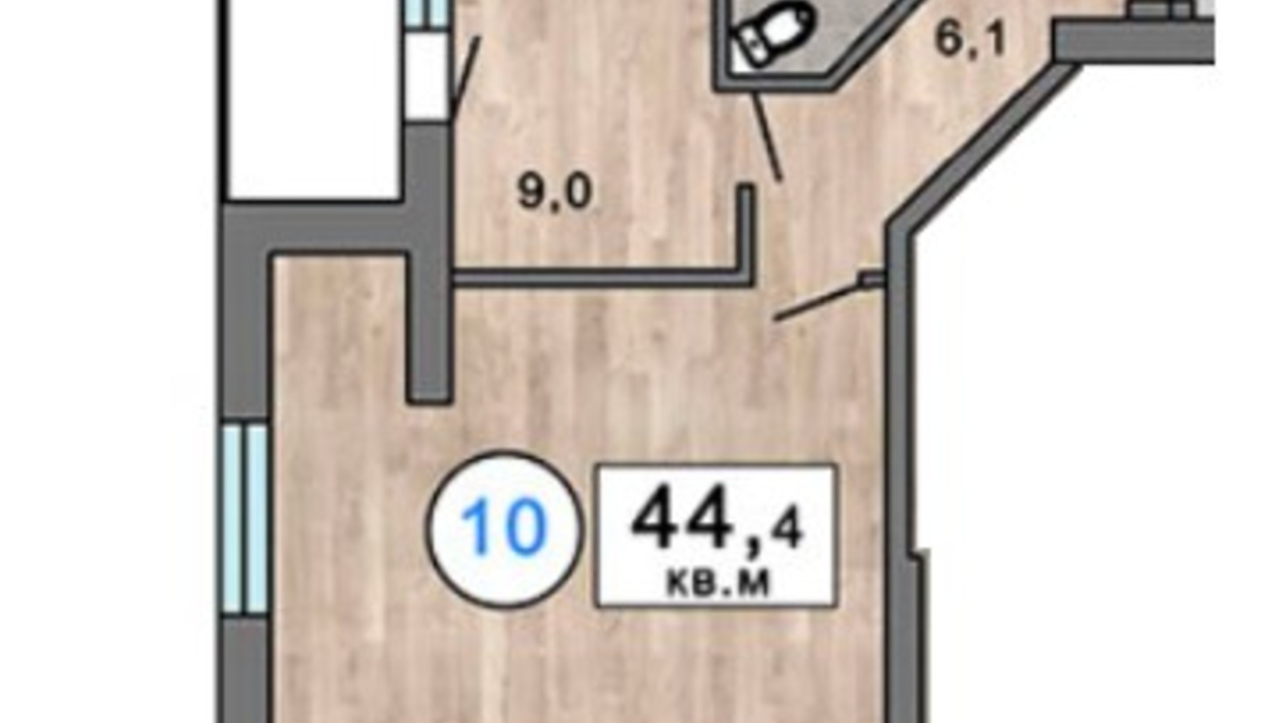 Планировка 1-комнатной квартиры в ЖК Клубный 7 53.4 м², фото 184624