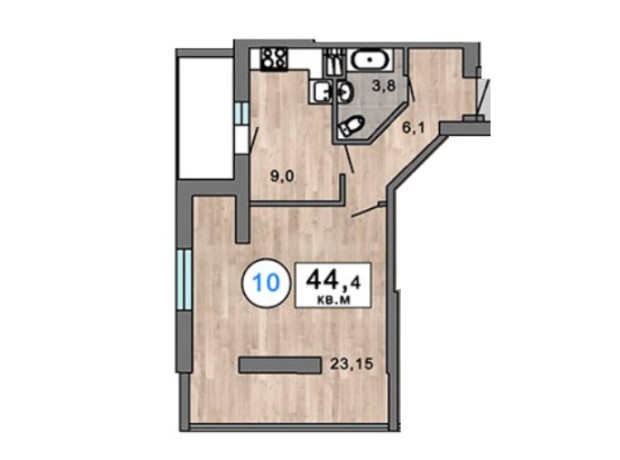 ЖК Клубный 7: планировка 1-комнатной квартиры 53.4 м²