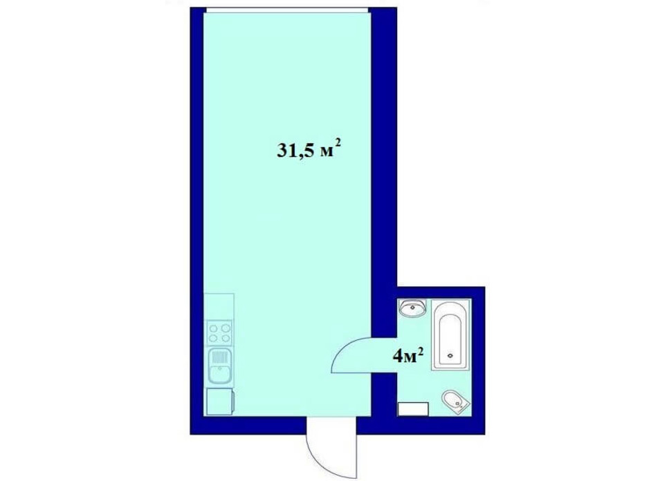 Планировка квартиры студии в ЖК Милые квартиры 35 м², фото 185159 Планировка квартиры студии в ЖК Милые квартиры 35 м², фото 185159