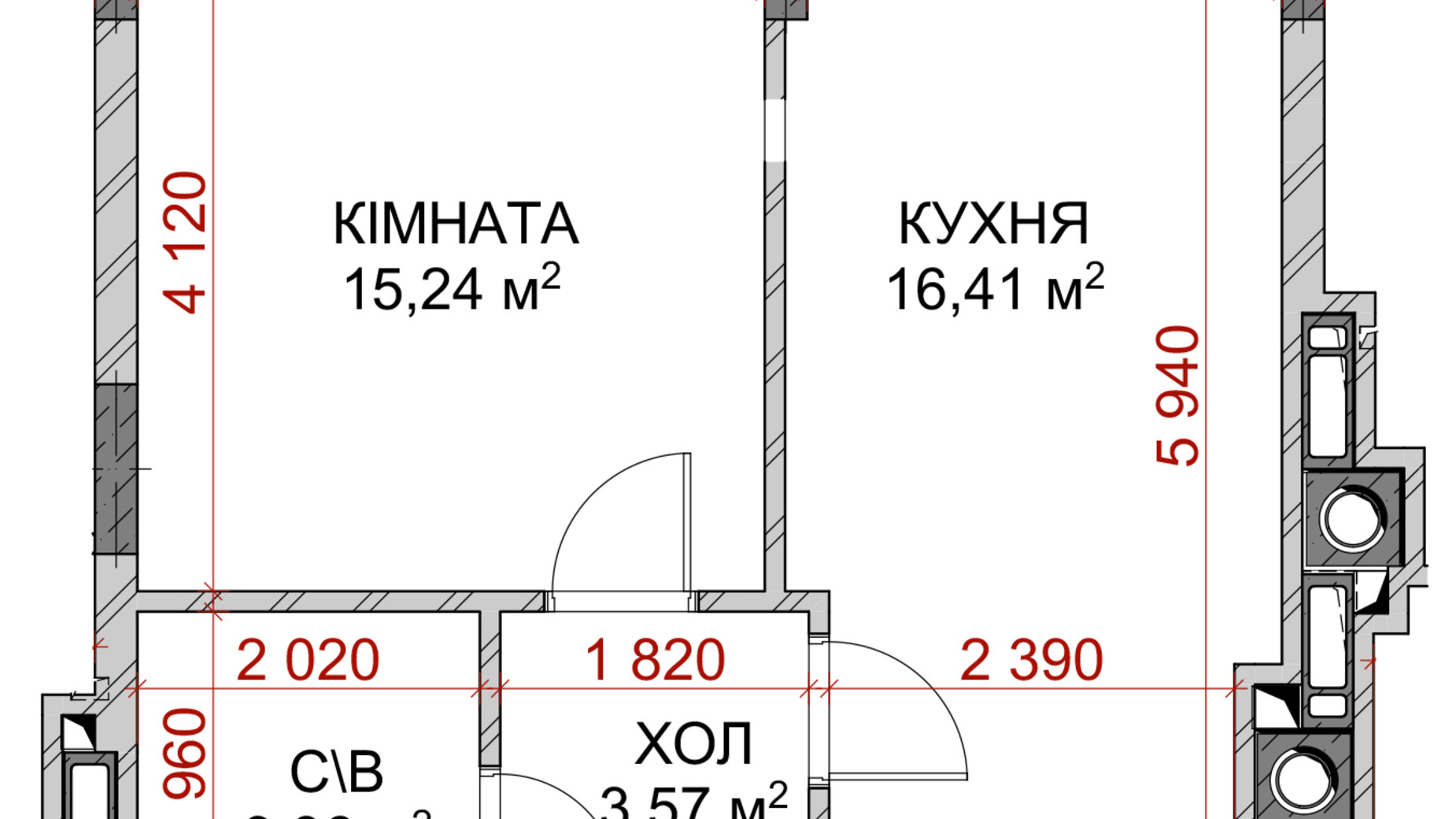 Планировка 1-комнатной квартиры в ЖК Riverside 36.22 м², фото 185575