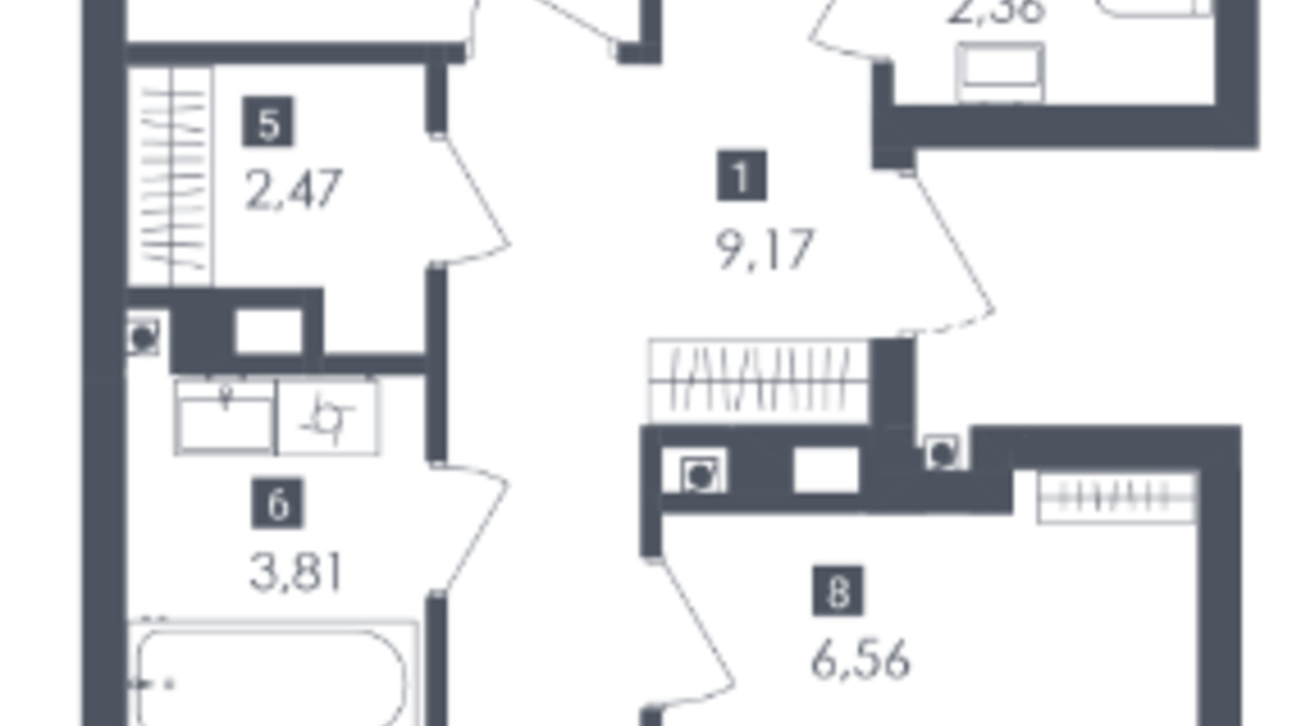 Планировка 3-комнатной квартиры в ЖК Малоголосківські пагорби 83.07 м², фото 185635