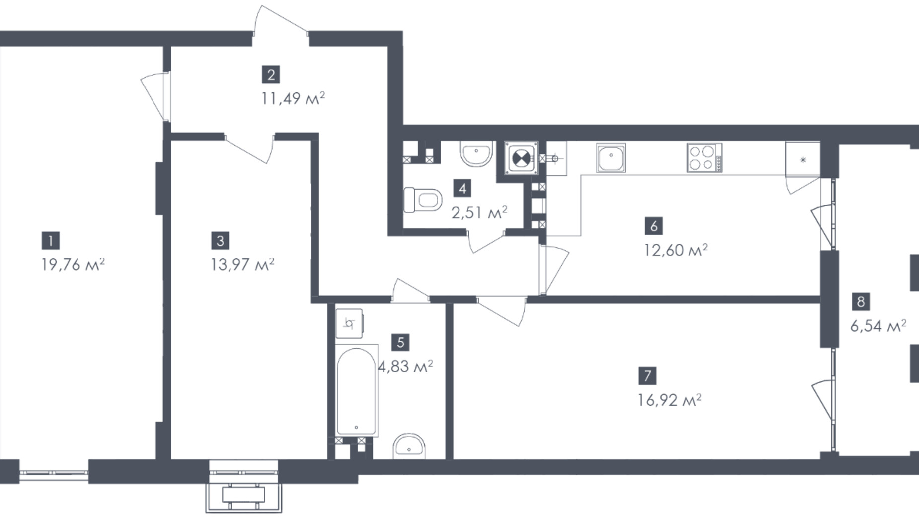 Планування 3-кімнатної квартири в ЖК Малоголосківські пагорби 89.5 м², фото 185640