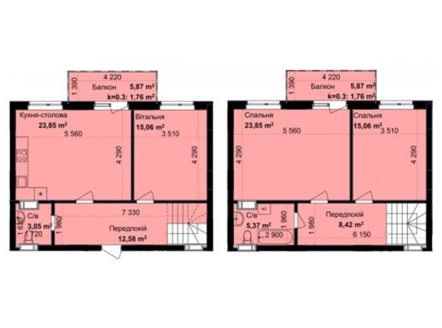 ЖК Кришталеві джерела: планировка 3-комнатной квартиры 110.76 м²