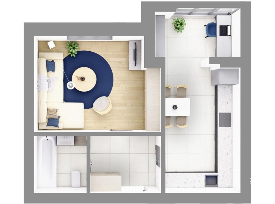 Планировка 1-комнатной квартиры в ЖК На Щасливому, дом 29 48 м², фото 187450 Планировка 1-комнатной квартиры в ЖК На Щасливому, дом 29 48 м², фото 187450