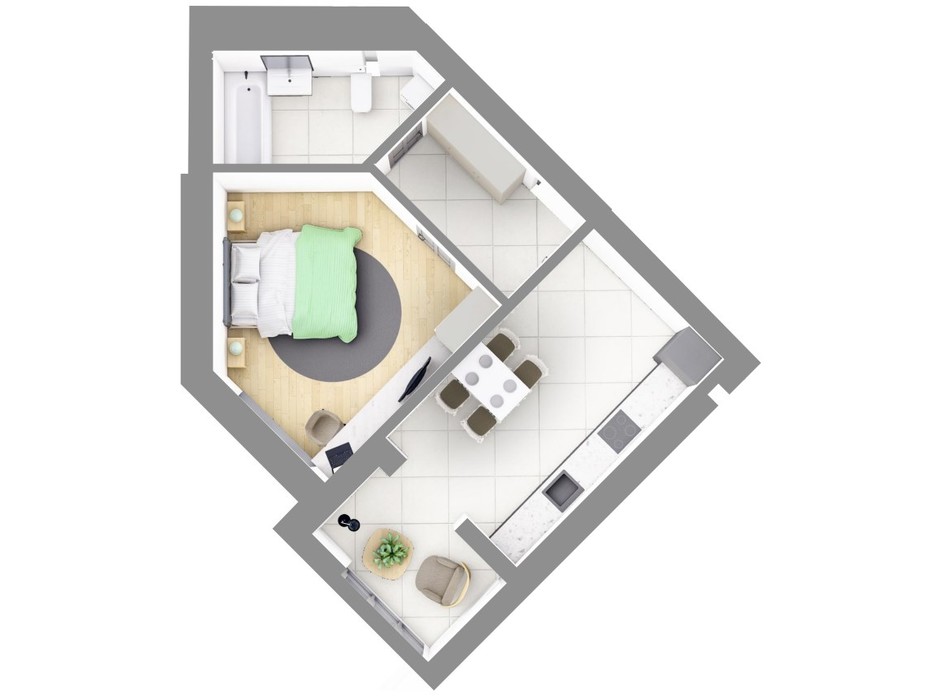 Планування 1-кімнатної квартири в ЖК На Щасливому, будинок 28 45.2 м², фото 187610 Планування 1-кімнатної квартири в ЖК На Щасливому, будинок 28 45.2 м², фото 187610