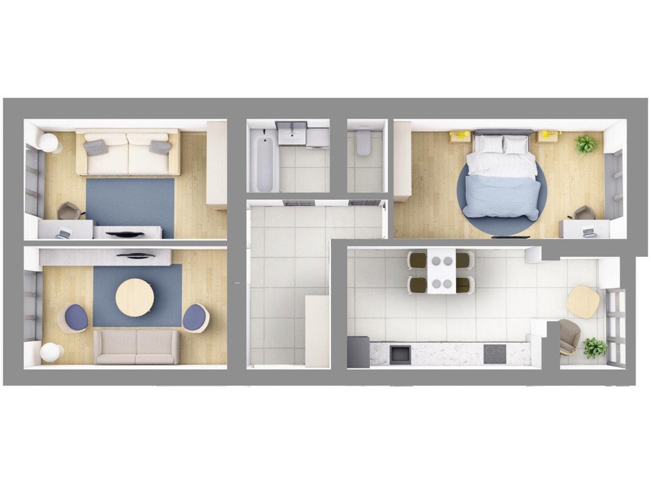 Планування 3-кімнатної квартири в ЖК На Щасливому, будинок 28 83.8 м², фото 187615 Планування 3-кімнатної квартири в ЖК На Щасливому, будинок 28 83.8 м², фото 187615