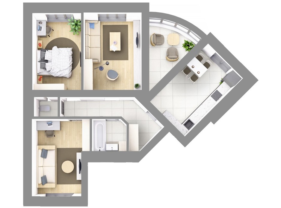 Планування 3-кімнатної квартири в ЖК На Щасливому, будинок 28 84.8 м², фото 187616 Планування 3-кімнатної квартири в ЖК На Щасливому, будинок 28 84.8 м², фото 187616
