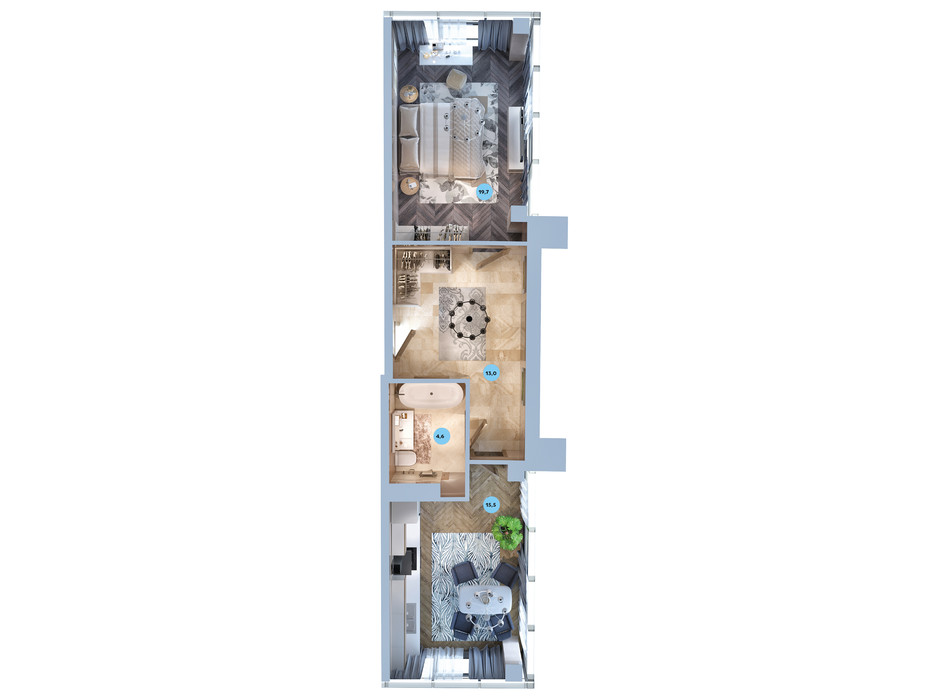 Планування смарт квартири в ЖК Авторський район 53.1 м², фото 187722 Планування смарт квартири в ЖК Авторський район 53.1 м², фото 187722