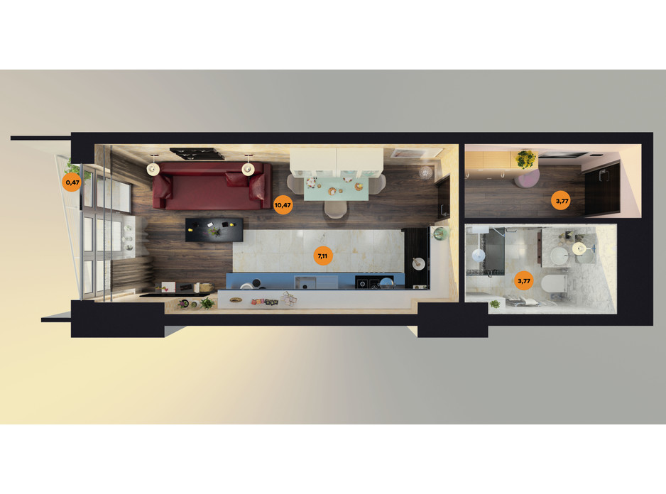 Планування смарт квартири в ЖК Unity Towers (Юніті Тауерс) 26.06 м², фото 188360 Планування смарт квартири в ЖК Unity Towers (Юніті Тауерс) 26.06 м², фото 188360