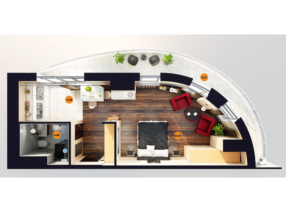 Планування квартири студії в ЖК Unity Towers (Юніті Тауерс) 44.59 м², фото 188364 Планування квартири студії в ЖК Unity Towers (Юніті Тауерс) 44.59 м², фото 188364