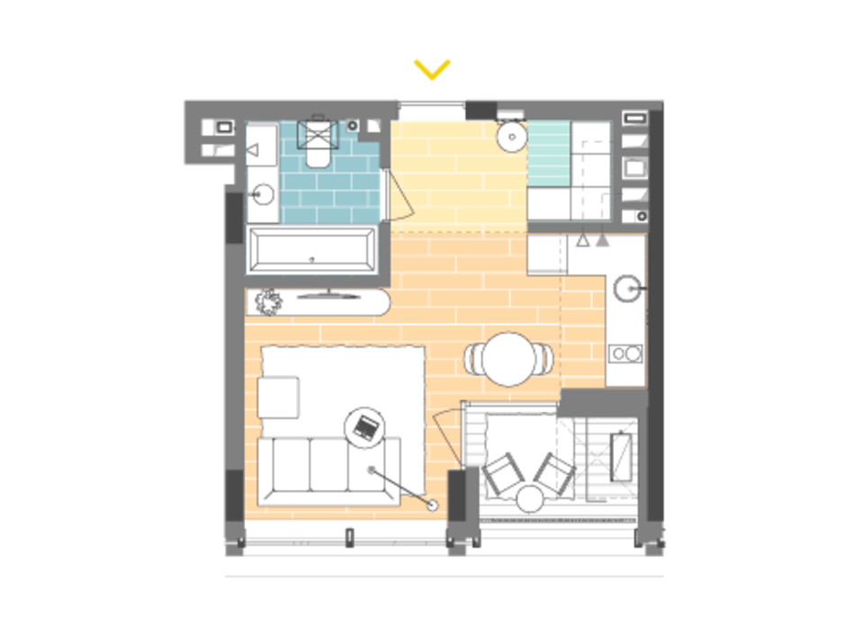 Планировка 1-комнатной квартиры в ЖК Unit.Home 30.1 м², фото 188867 Планировка 1-комнатной квартиры в ЖК Unit.Home 30.1 м², фото 188867