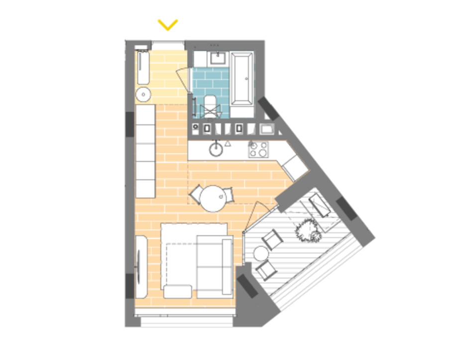 Планировка 1-комнатной квартиры в ЖК Unit.Home 30.7 м², фото 188868 Планировка 1-комнатной квартиры в ЖК Unit.Home 30.7 м², фото 188868