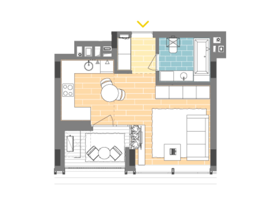 Планировка 1-комнатной квартиры в ЖК Unit.Home 32.9 м², фото 188869 Планировка 1-комнатной квартиры в ЖК Unit.Home 32.9 м², фото 188869