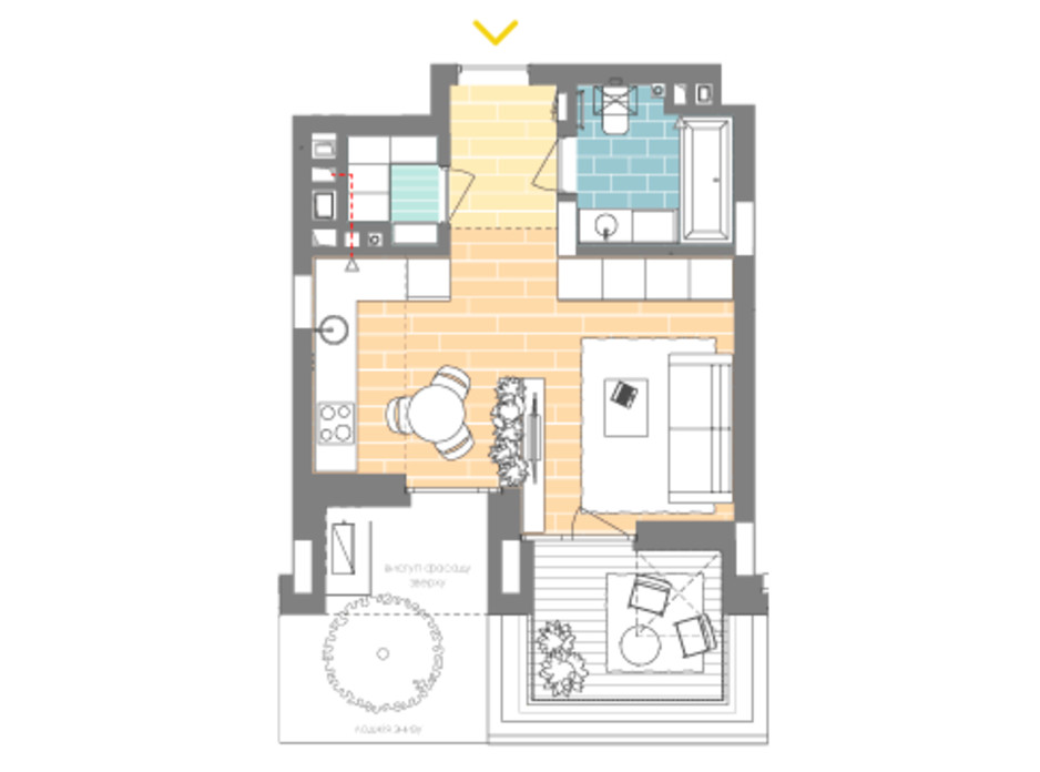 Планировка 1-комнатной квартиры в ЖК Unit.Home 33.8 м², фото 188870 Планировка 1-комнатной квартиры в ЖК Unit.Home 33.8 м², фото 188870